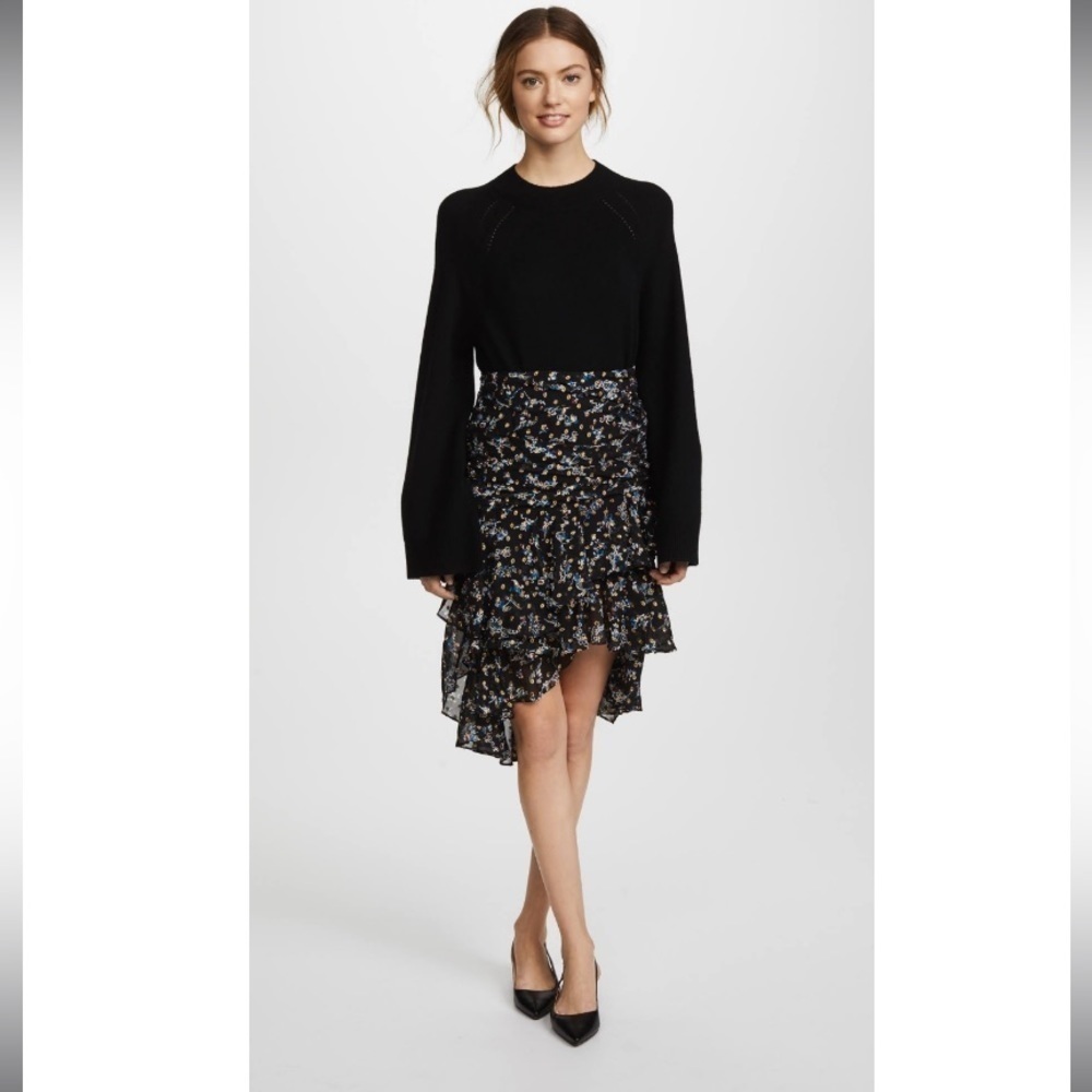 VERONICA BEARD Cella Silk Midi Skirt Floral Metallic